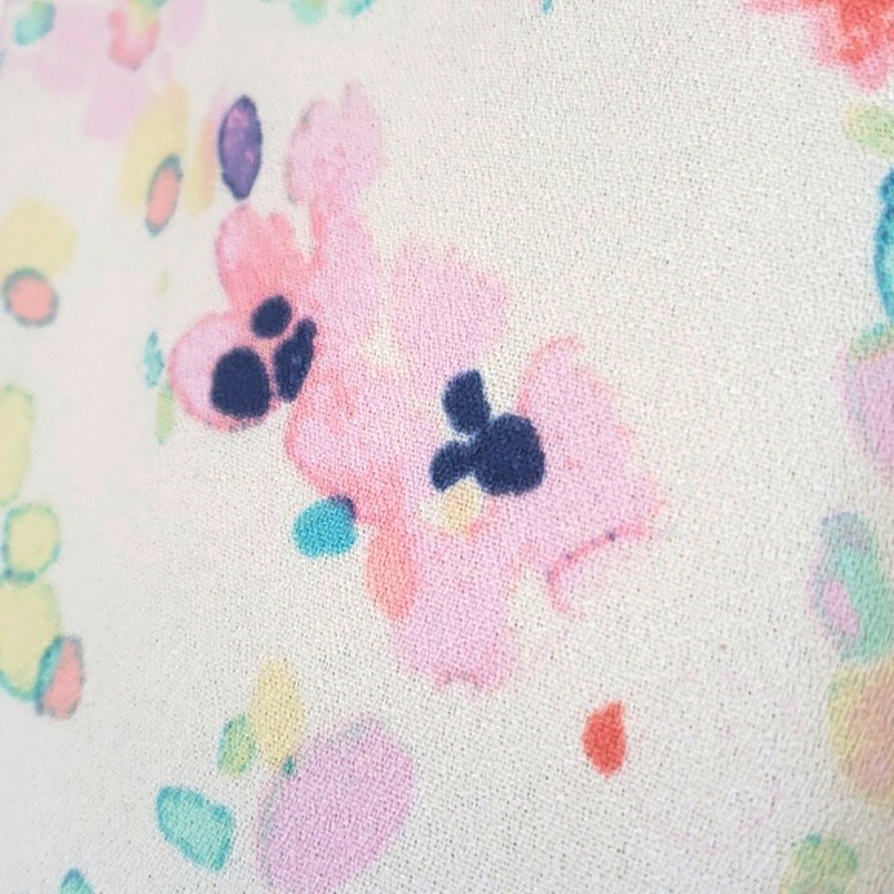 LC LAUREN CONRAD Sleeveless Blouse Watercolor Floral Ruffle Shoulders • MEDIUM - Picture 9 of 16